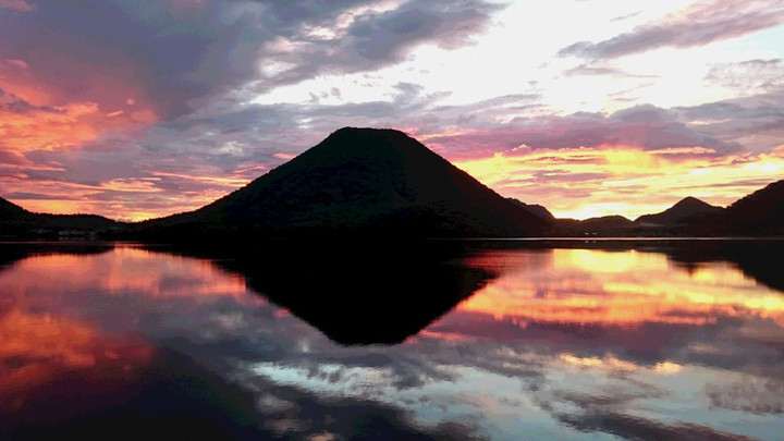 9月8日 榛名湖の朝焼け&逆さ富士